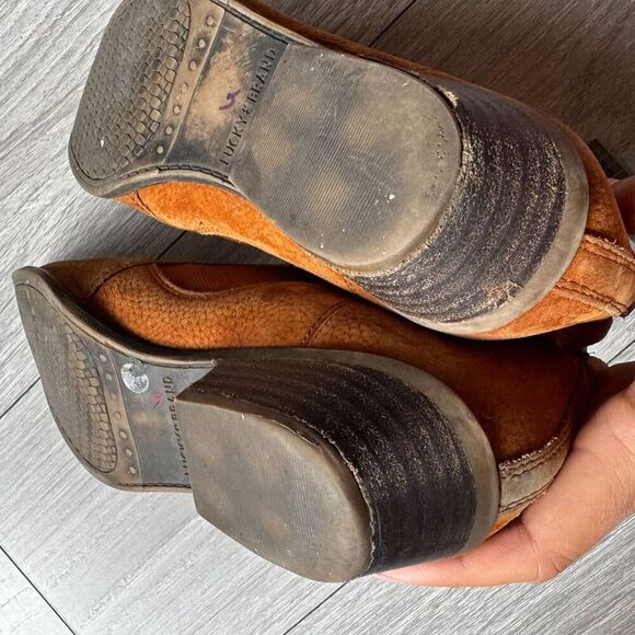 Lucky Brand Joelle Leather Shooties 8.5 M Western Booties Womens Cognac Cowgirl - Picture 10 of 10